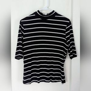 3/4 Sleeve Mock Neck Ribbed Tshirt